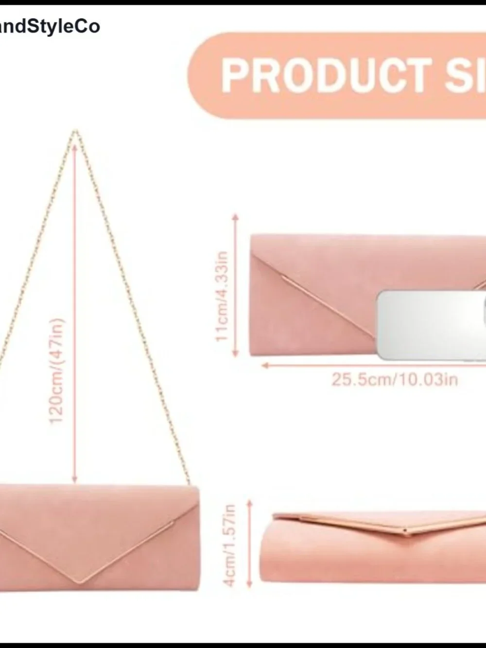 Faux Suede Envelope Clutch with Detachable Chain, Evening Bag